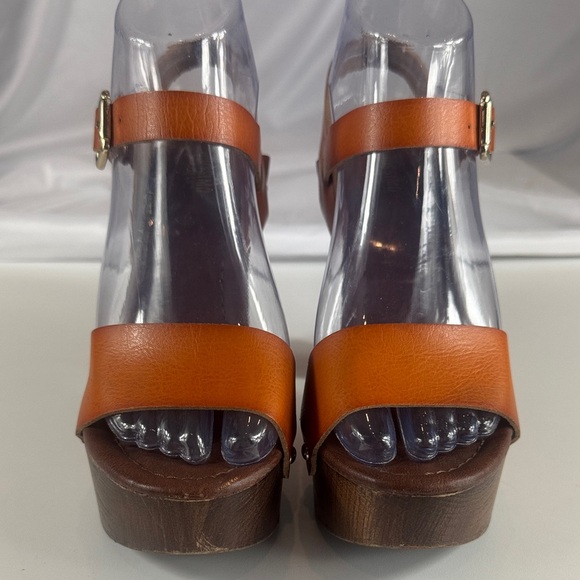 Vintage Mossimo Faux Wooden Heels with Orange Strap - Picture 2 of 15